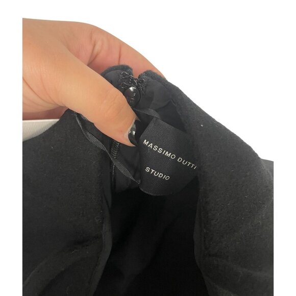 Massimo Dutti Womens Mini Dress Medium Black Beaded Prom Semi Wool 9210/954 NWT - Picture 5 of 16